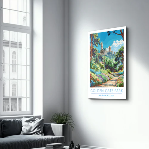 Golden Gate Park-San Francisco USA-Travel Posters | Glass Wall Art - Image 2