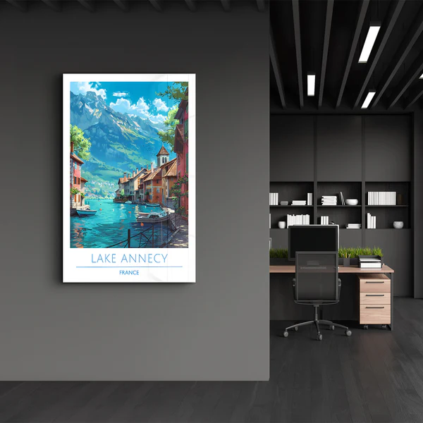 Lake Annecy France-Travel Posters | Glass Wall Art - Image 3