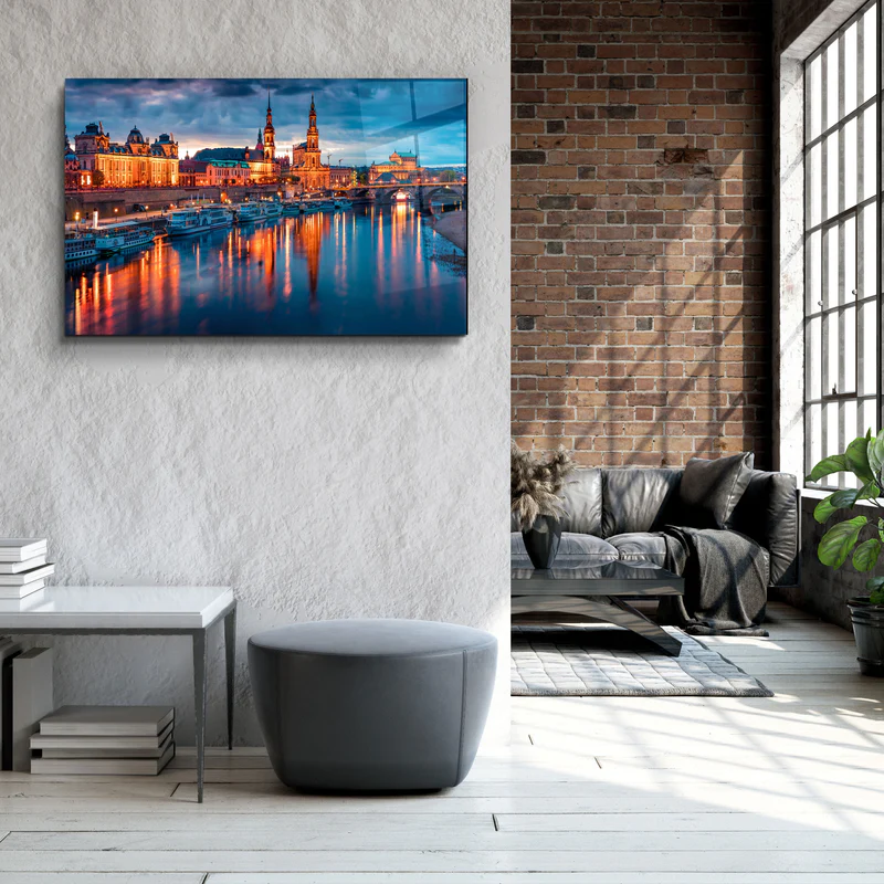 ・"Elbe river in Dresden, Saxony, Germany, Europe"・Glass Wall Art - Image 3