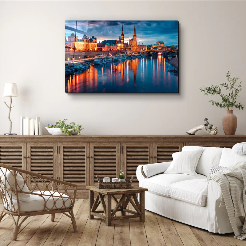 ・"Elbe river in Dresden, Saxony, Germany, Europe"・Glass Wall Art - Image 2