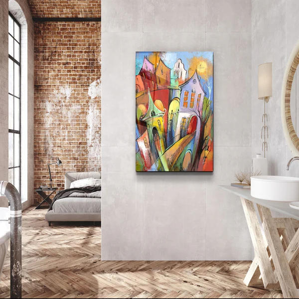 ・"Oil Painting Dream Town"・Glass Wall Art - Image 3