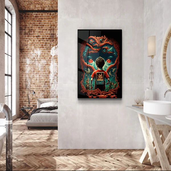 ・"Trapped in the Gaming World"・Secret World Collection Glass Wall Art - Image 2