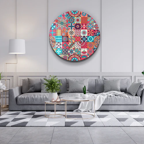 ・"Mosaics"・Rounded Glass Wall Art - Image 3