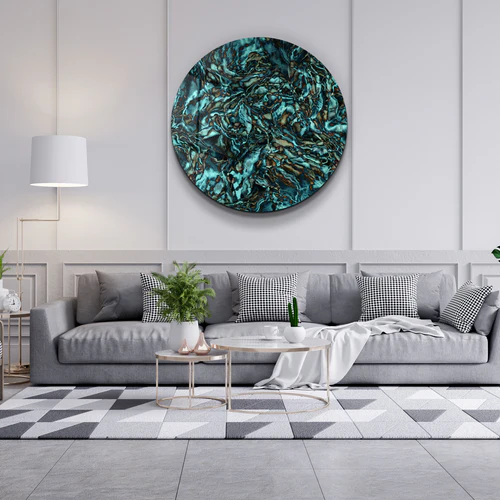 ・"Dark Sea"・Rounded Glass Wall Art - Image 3