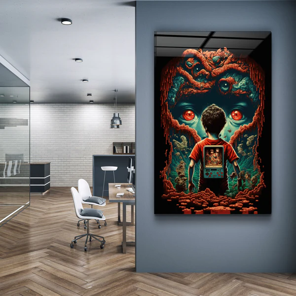 ・"Trapped in the Gaming World"・Secret World Collection Glass Wall Art - Image 3