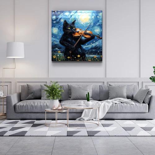 ."Van Gogh's Cat". Designers Collection Glass Wall Art - Image 2
