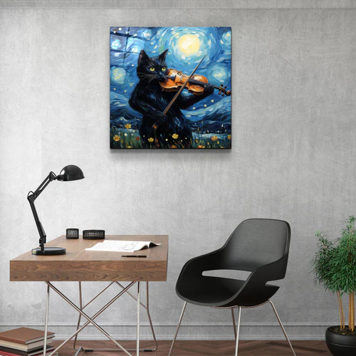 ."Van Gogh's Cat". Designers Collection Glass Wall Art - Image 3