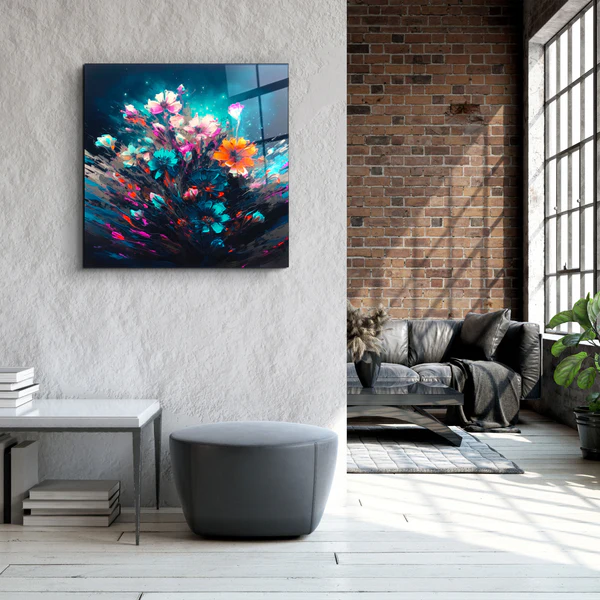 ."Oil Painting Flowers 1". Designers Collection Glass Wall Art - Image 2