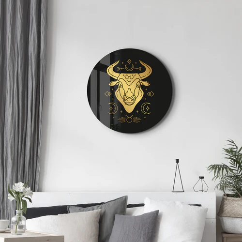 ・"Zodiac Signs - Taurus"・Rounded Glass Wall Art - Image 2