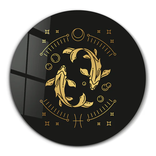 ・"Zodiac Signs - Pisces"・Rounded Glass Wall Art