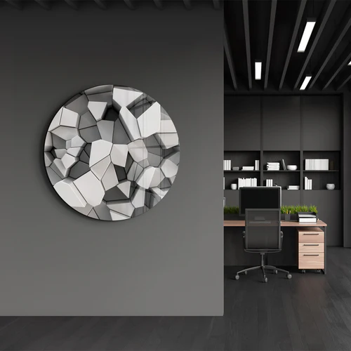 ・"Honeycomb"・Rounded Glass Wall Art - Image 2
