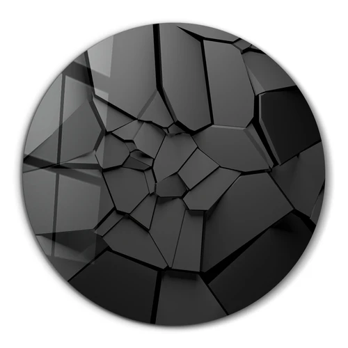 ・"Black Broken Wall"・Rounded Glass Wall Art