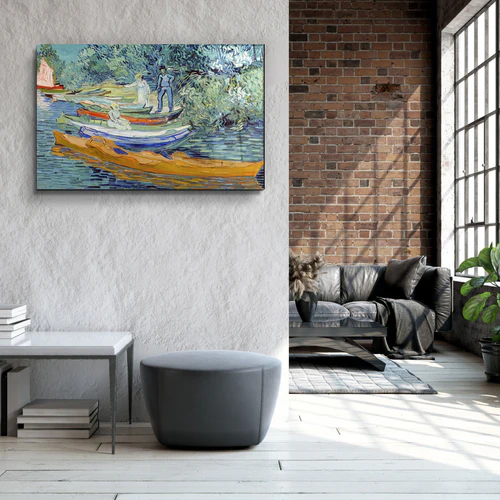 ・"Vincent van Gogh's Bank of the Oise at Auvers (1890)"・Glass Wall Art - Image 3