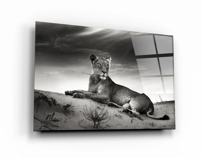 ・"Lioness"・Glass Wall Art