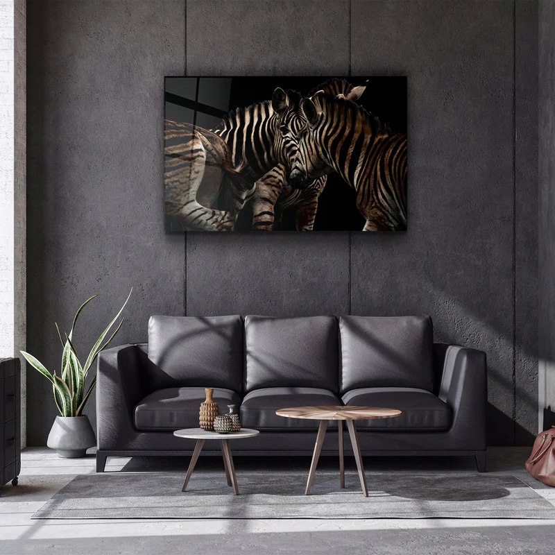 ・"Zebra Family"・Glass Wall Art