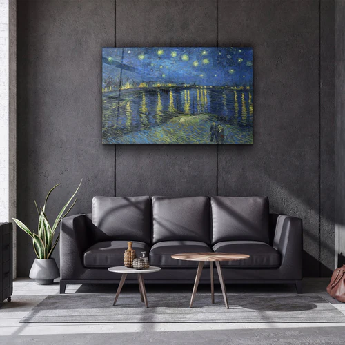 ・"Vincent van Gogh's Starry Night Over the Rhone (1888)"・Glass Wall Art - Image 3