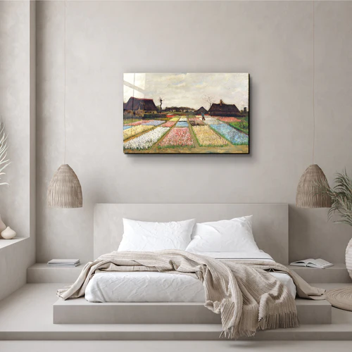 ・"Van Gogh art print, vintage Flower Beds in Holland wall decor (1883)"・Glass Wall Art - Image 2