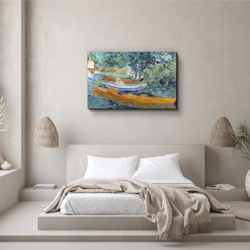 ・"Vincent van Gogh's Bank of the Oise at Auvers (1890)"・Glass Wall Art - Image 2